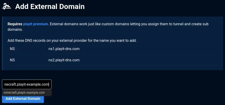 playit add external domain